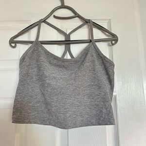 Beyond yoga space dye gray crop racerback tank top